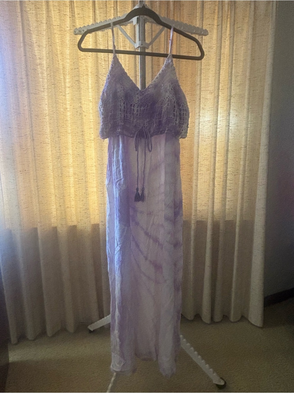 Raviya Purple Crochet Tie-Dye Maxi Dress
